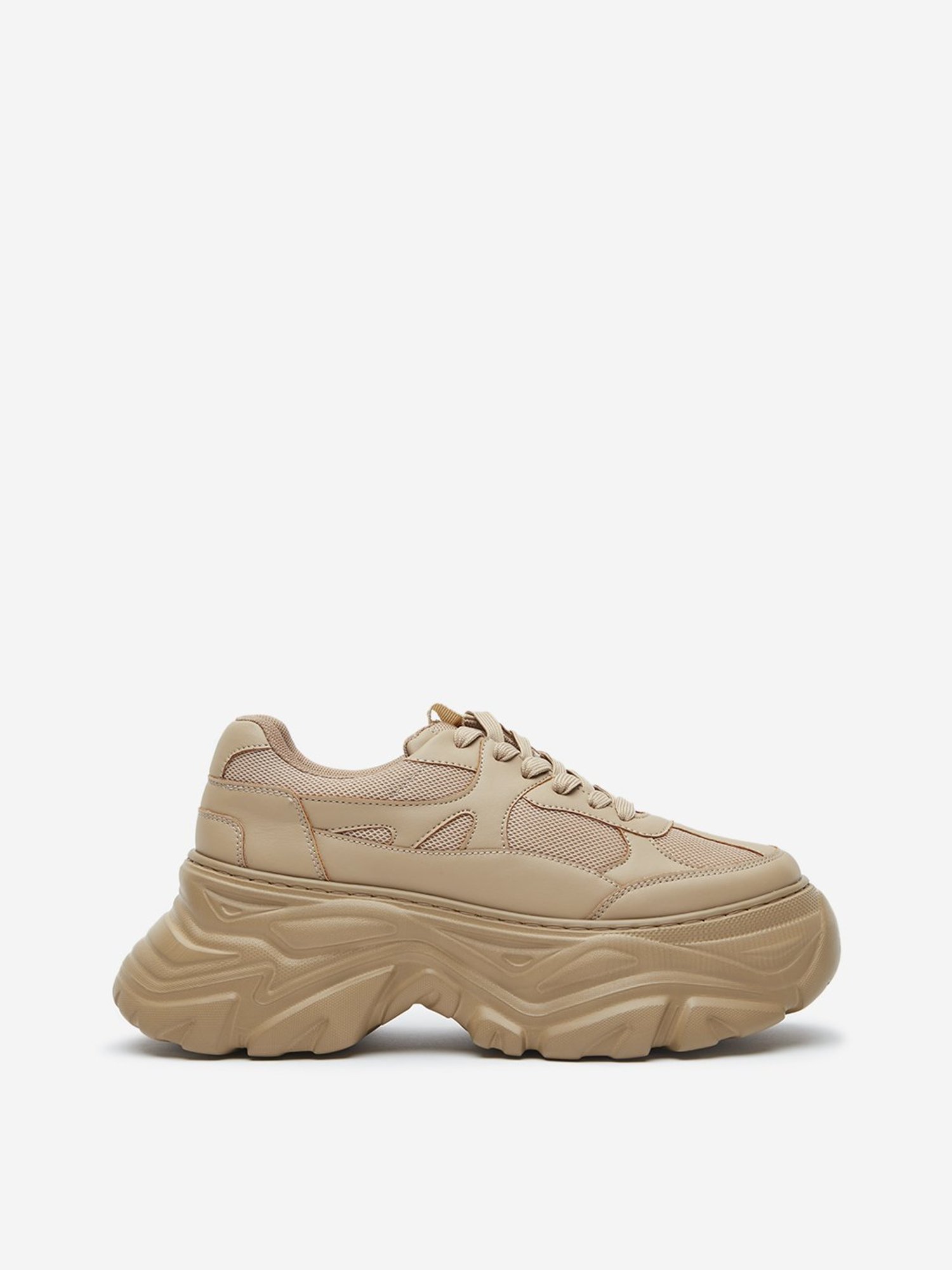 LUNA BLU by Westside Tan Mesh-Detailed Chunky Sneakers