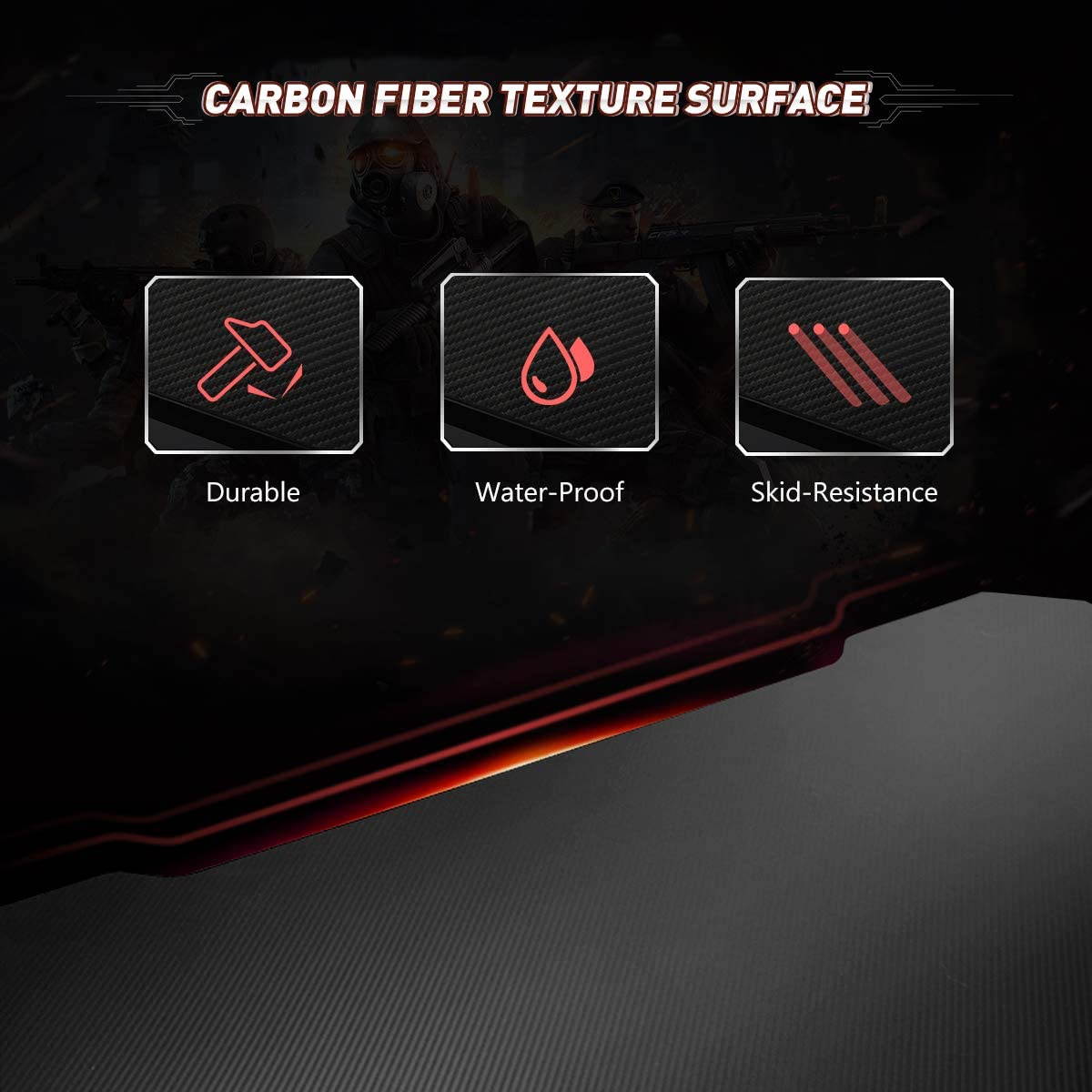 43 inch Gaming Computer Desk, Home Office PC Desk, Z-Shape Racing Style Game Station with Double Cable Manage Hole, Sturdy Ergonomic E-Sports Desk with Cup Holder and Headphone Hook, Black