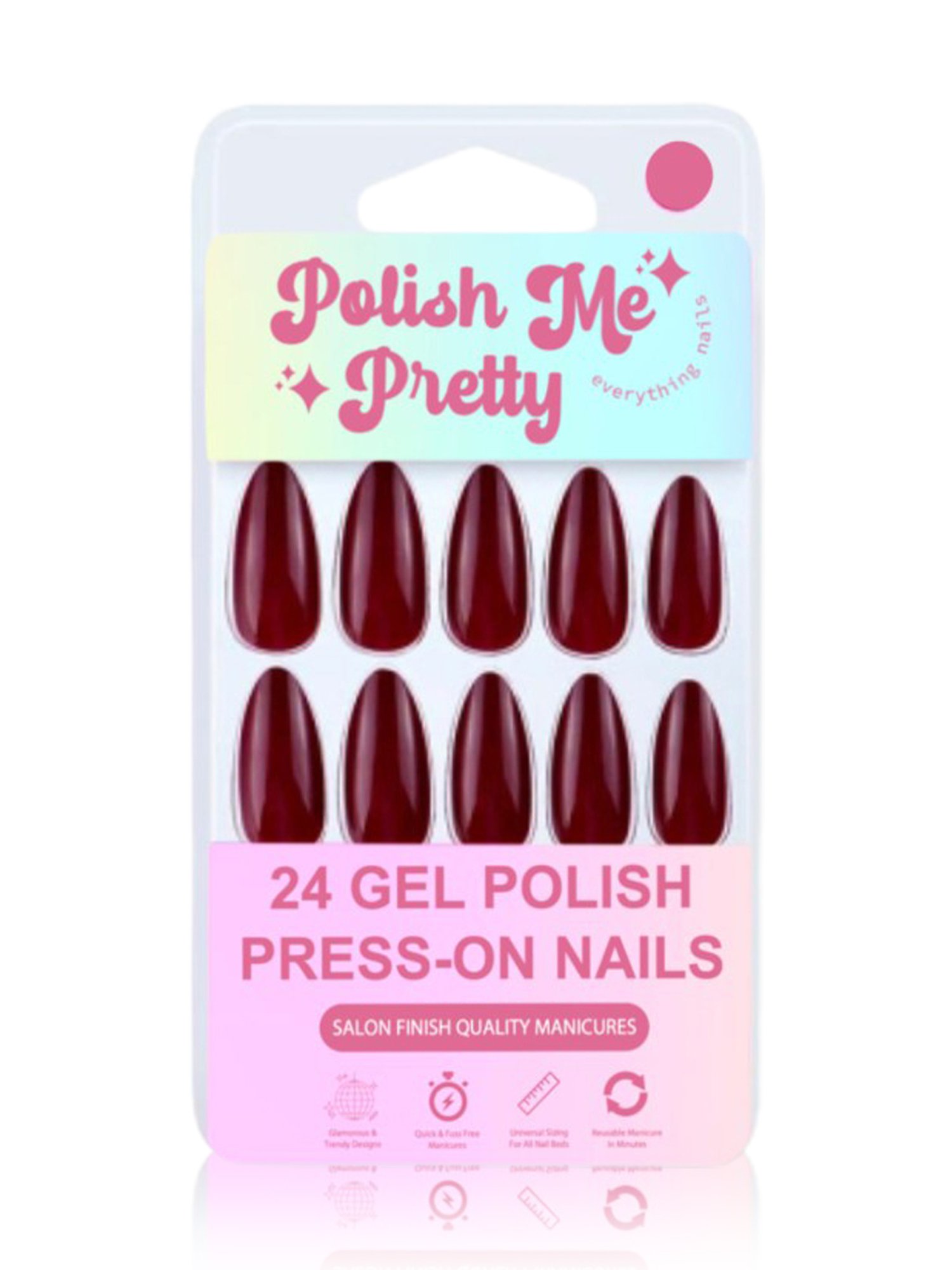 Polish Me Pretty Gel Polish Press-On Nails Sangria - Set of 24