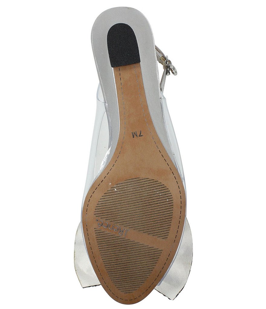 J. Renee Leana Clear Vinyl Rhinestone Bow Peep Toe Slingback Pumps