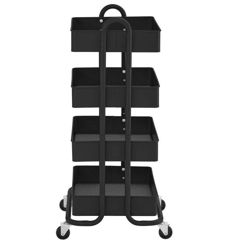 ECR4Kids 4-Tier Heavy-Duty Rolling Utility Cart - Mobile Storage Organizer - Black