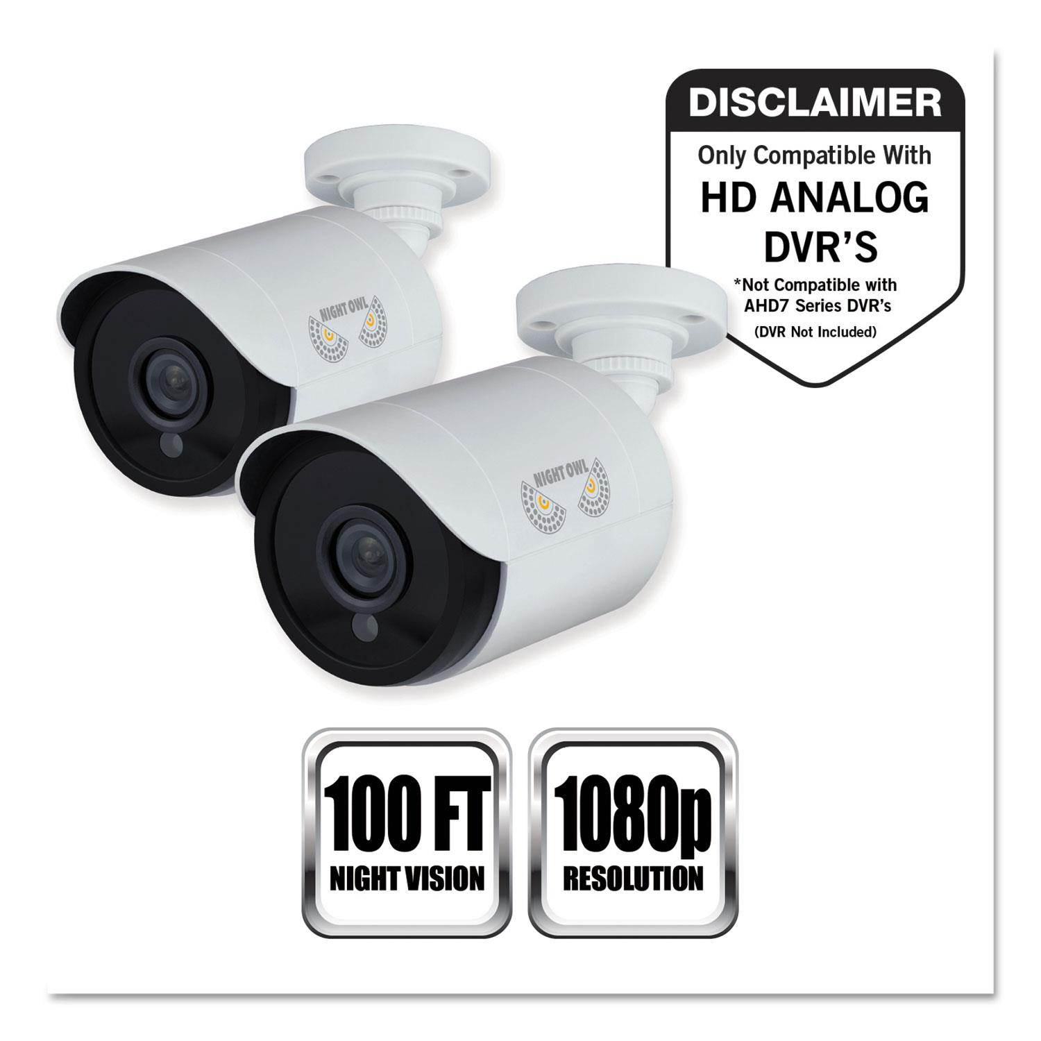 NIGHT OWL CAM-2PK-HDA10W-BU 1080P HD Analog Bullet Cam 2Pk