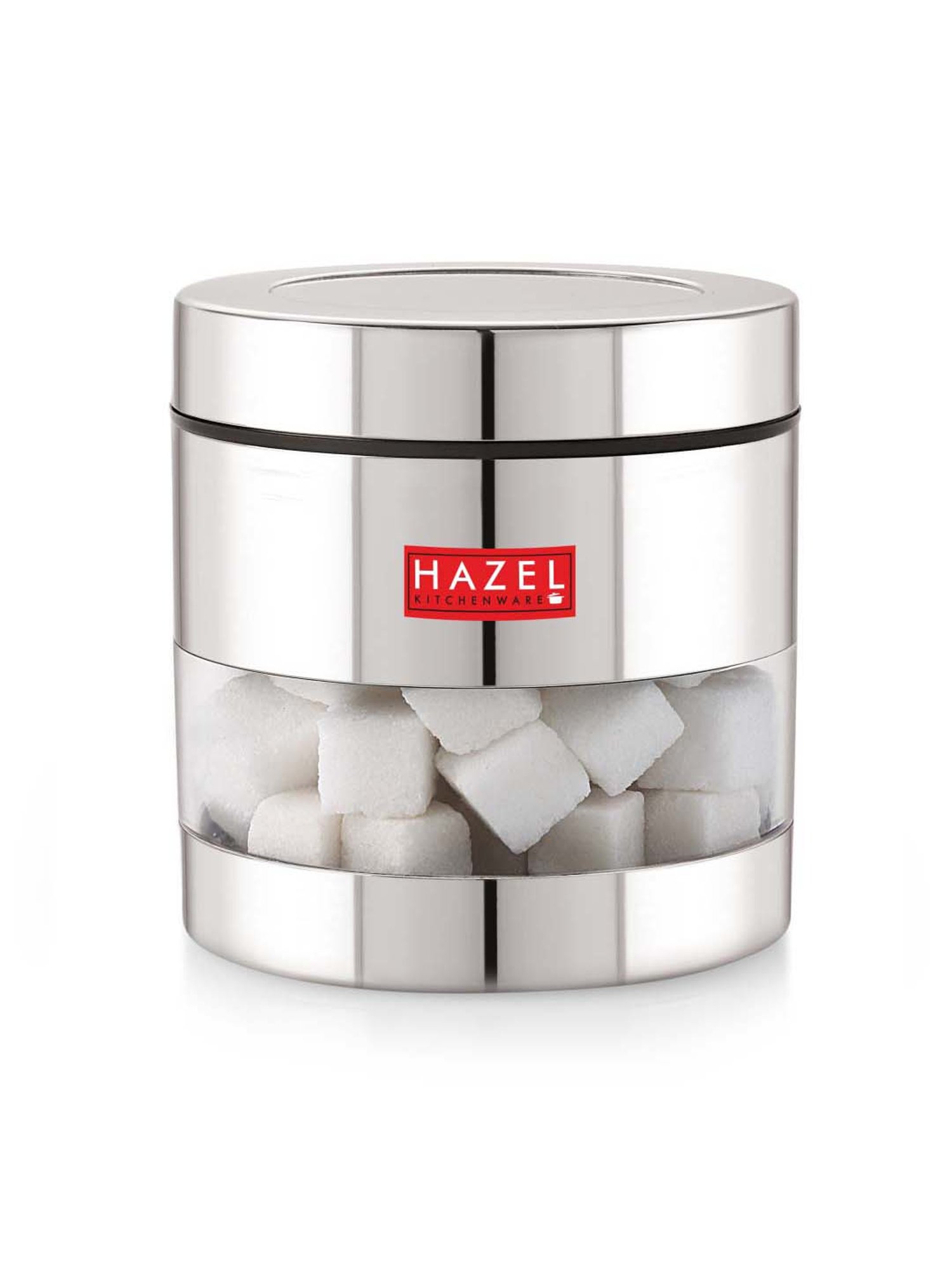 HAZEL Silver Stainless Steel Kitchen Storage Jar (600 ml) - Set of 1