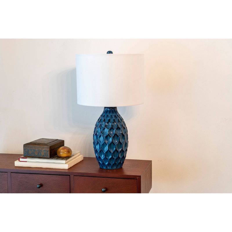 24.5" Tamara Faceted Ceramic Table Lamp - Dark Blue - Decor Therapy