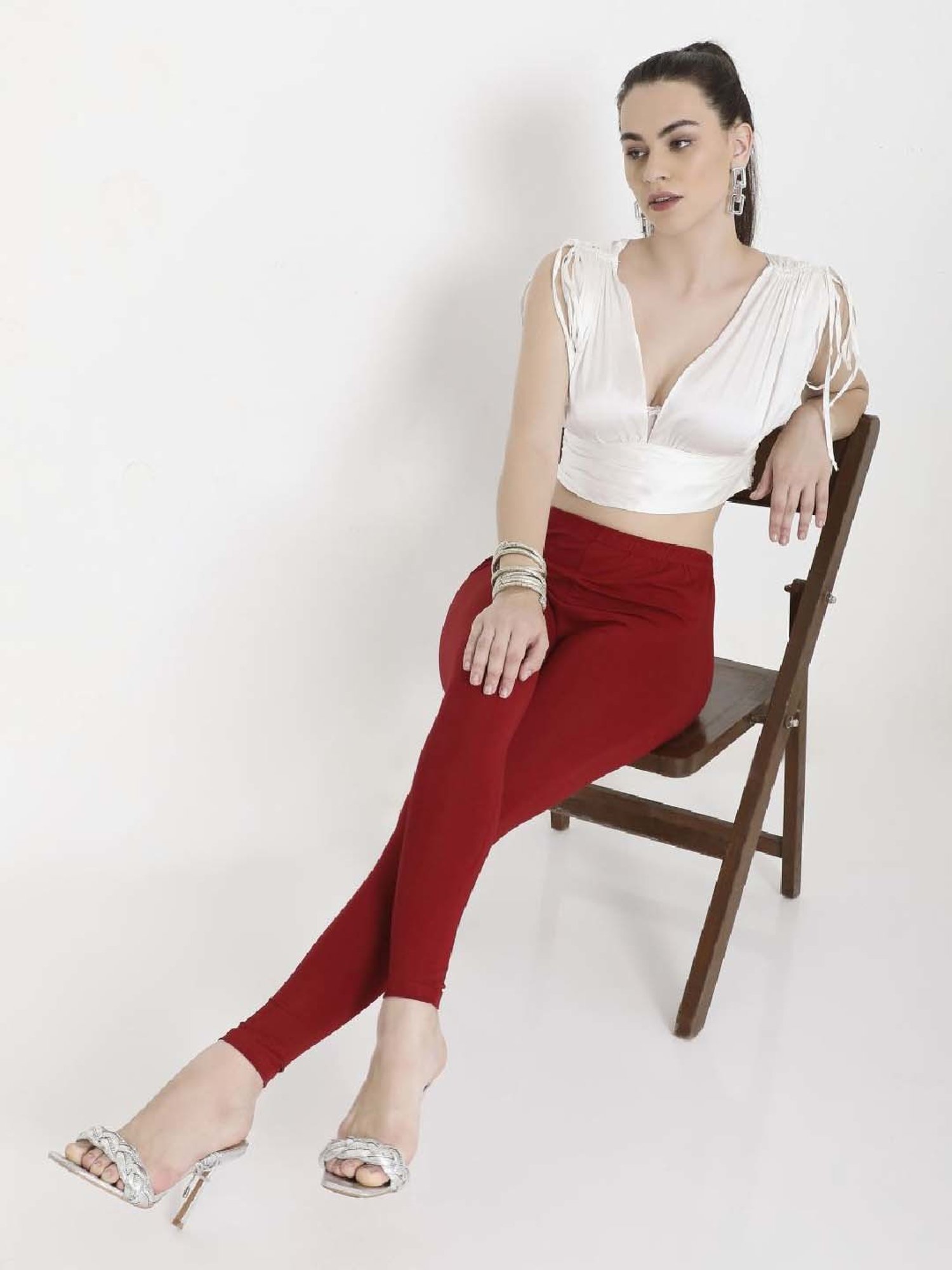 FEELINGS Maroon Plain Leggings