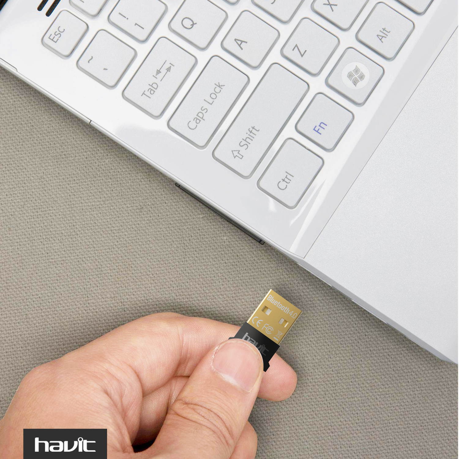 HAVIT HV-888 Bluetooth 4.0 USB Dongle Adapter, Wireless Receiver, Low Energy, for PC,Stereo Headphones,Cell Phones,Speaker