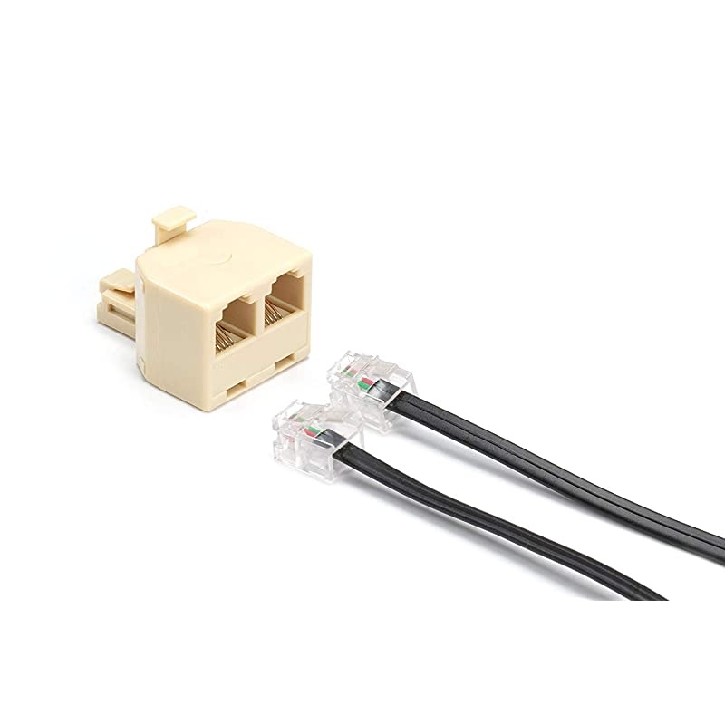 Jack Phone Wall Adapter - 2 Pack, Ivory - 2-Way Phone Splitter (2 Lines) Wall Jack Phone RJ11 Adapter