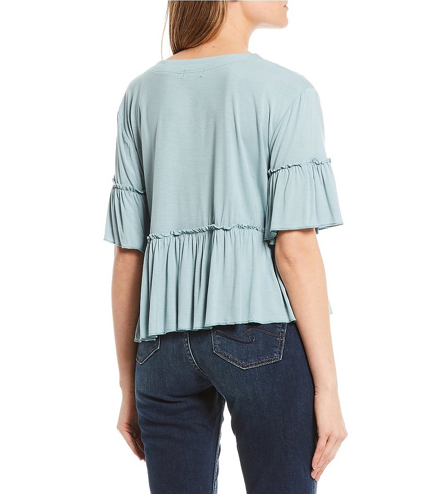 Originality Short Sleeve Boho Peplum Top