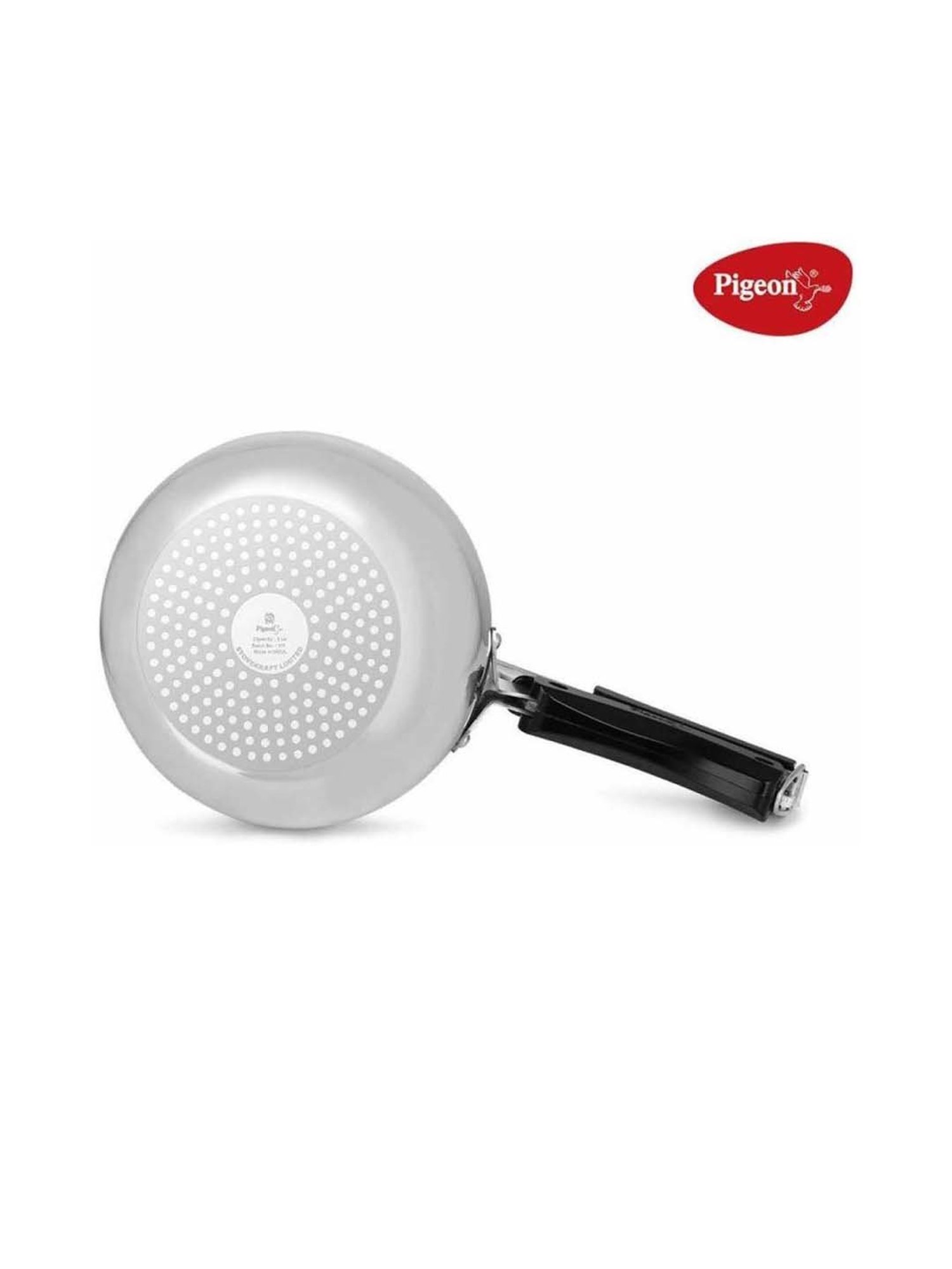 Pigeon Silver & Black Aluminium Induction Friendly Pressure Cooker (3 L) - Set of 1