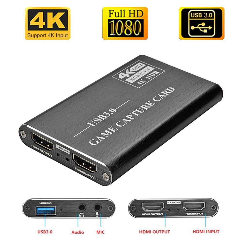 4K HDMI Game Video Capture Card USB3.0 1080P Grabber Dongle HDMI Capture Card for OBS Capturing Game Capture Card Live Streaming