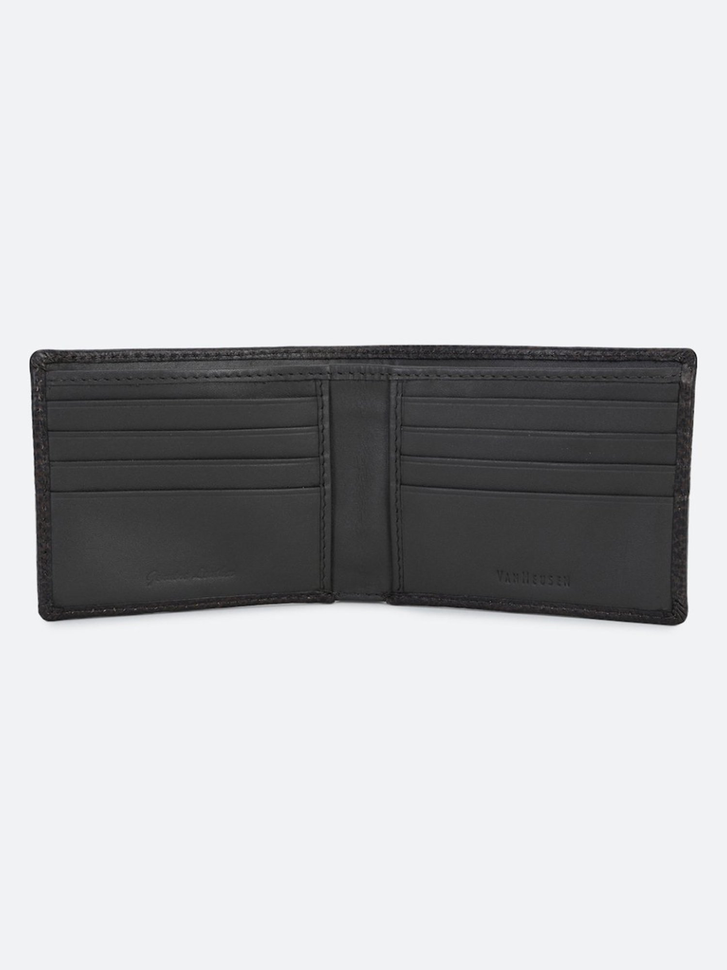 Van Heusen Black Leather Textured Bi-Fold Wallet with Key Chain Gift Set