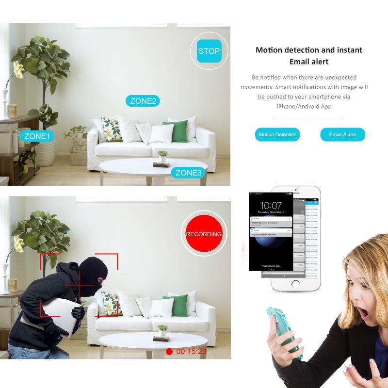 ANRAN 1080P Wireless Security Cameras System, 8 Channel 1080P NVR and 4PCS 2.0MP Weatherproof Home Video Surveillance Cameras with Night Vision, Motion Detection