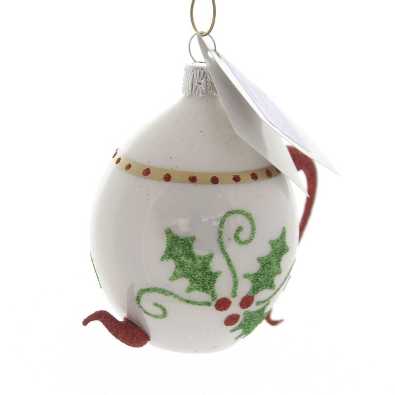 Golden Bell Collection 3.0" Holly Teapot Ornament Czech Hospitality  -  Tree Ornaments