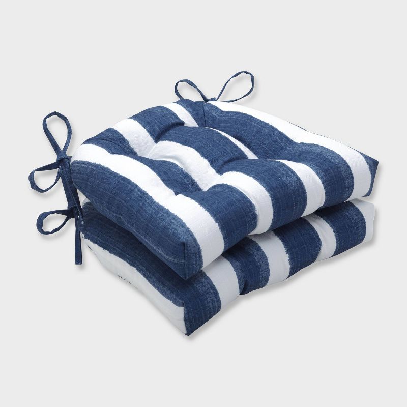 2pk Nico Zaffre Reversible Chair Pads Blue - Pillow Perfect