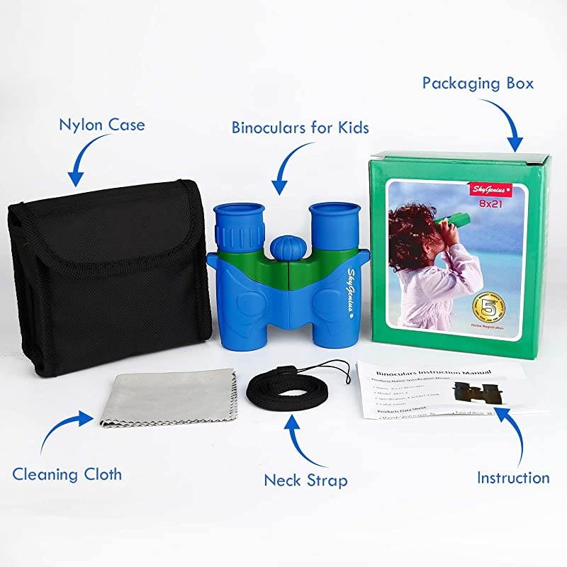 Binoculars for Kids, Mini Binoculars for Children, Real Optics High Resolution Kids Binoculars Boys, Small Compact Binocular for Bird Watching Outdoor Sports Event - Blue