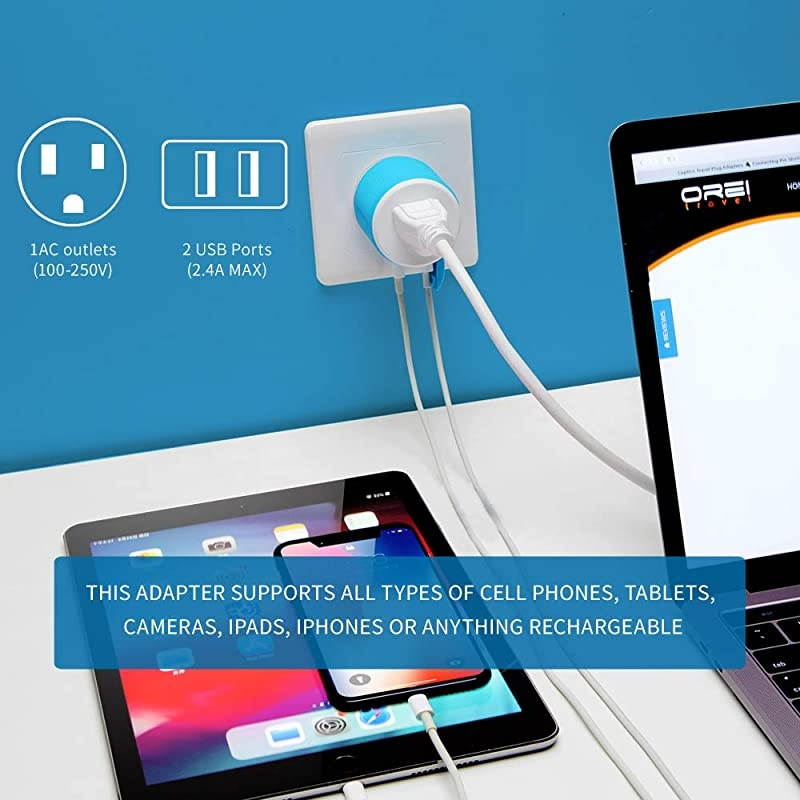 Denmark Travel Plug Adapter by  with Dual USB USA Input + Surge Protection Type K U2U20 Will Work with Cell Phones Camera Laptop Tablets iPad iPhone and More