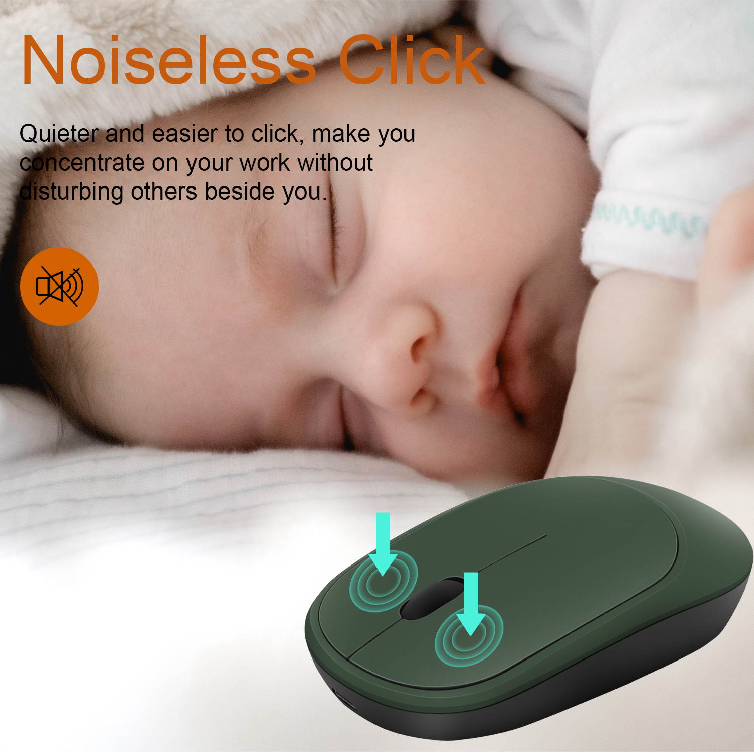 INMISS 2.4G Rechargeable Wireless Mouse with USB Receiver, Portable Ultra-Thin Noiseless Mouse for Notebook, PC, Laptop, Computer, MacBook