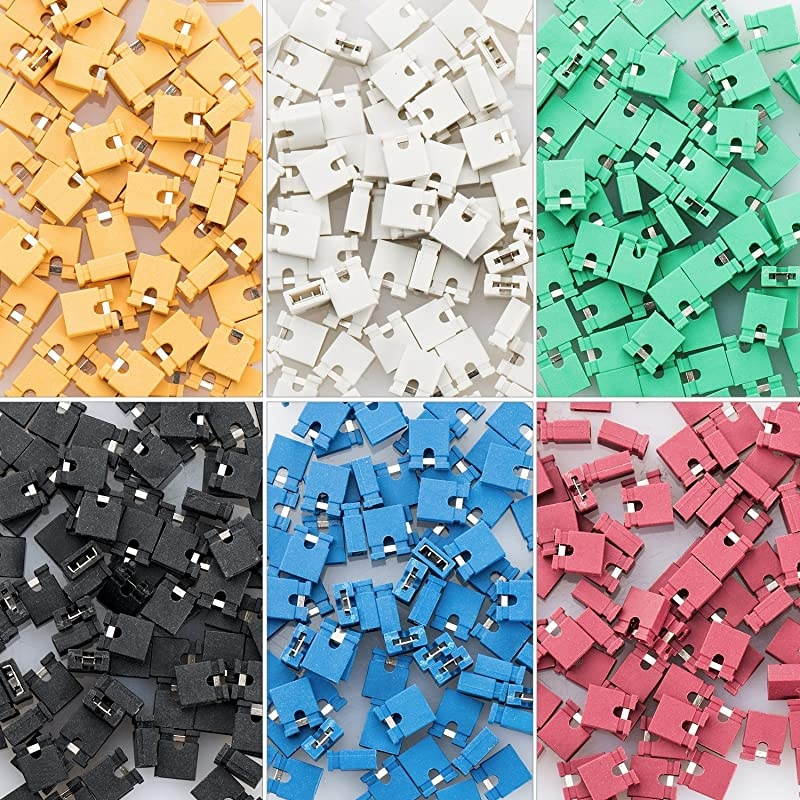 Pieces Standard Computer Jumper Caps Header Pin Shunt Short Circuit 2-Pin Connector Open Top 2.54mm. Suitable for Arduino Raspberry Pi PCB PC DVD HDD Motherboard Shorting and Other Items.