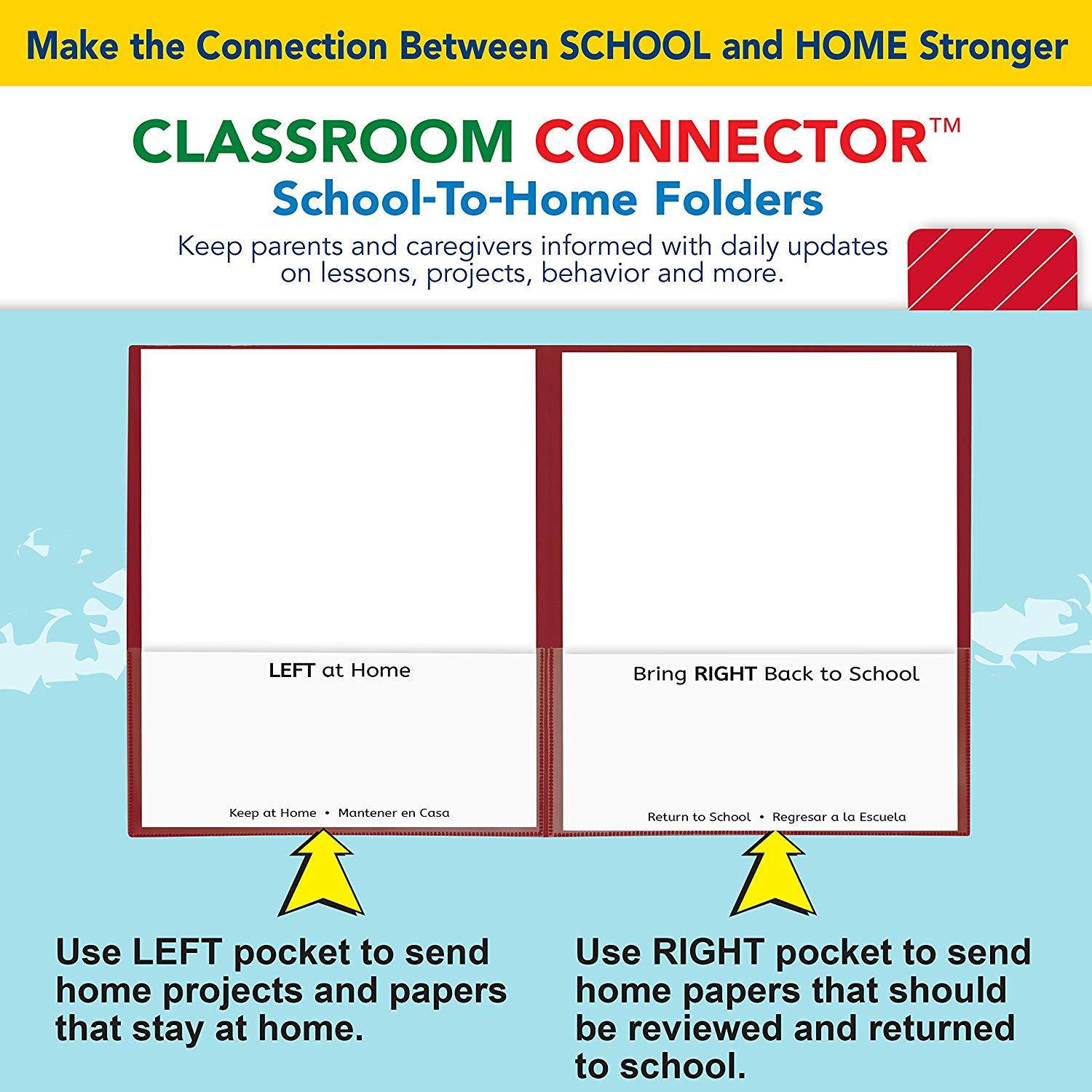C-Line Classroom Connector School-to-Home Folders, Red, 25 per Box (32004)