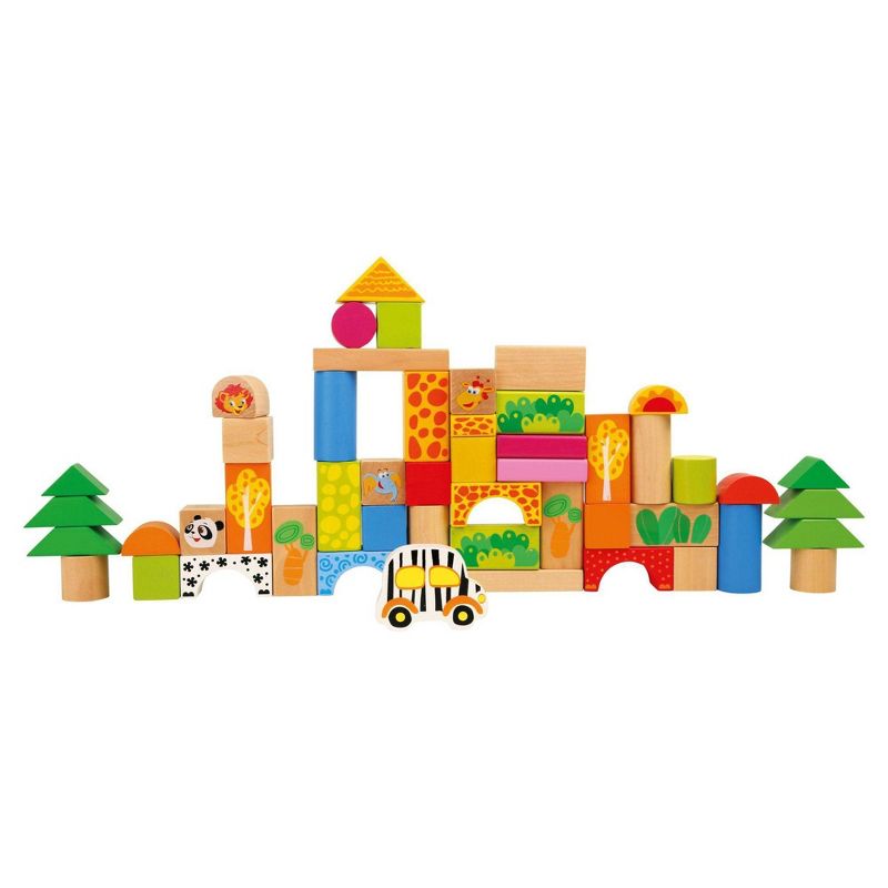 Small Foot Wooden Toys Wooden Blocks Zoo Playset - 50pc