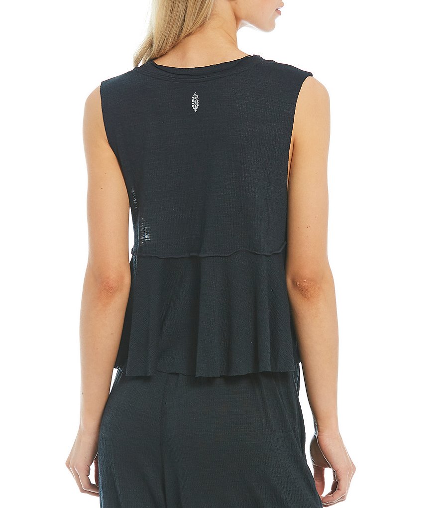 J.McLaughlin Durham Sleeveless Ruffle V-Neck Denim Blouse