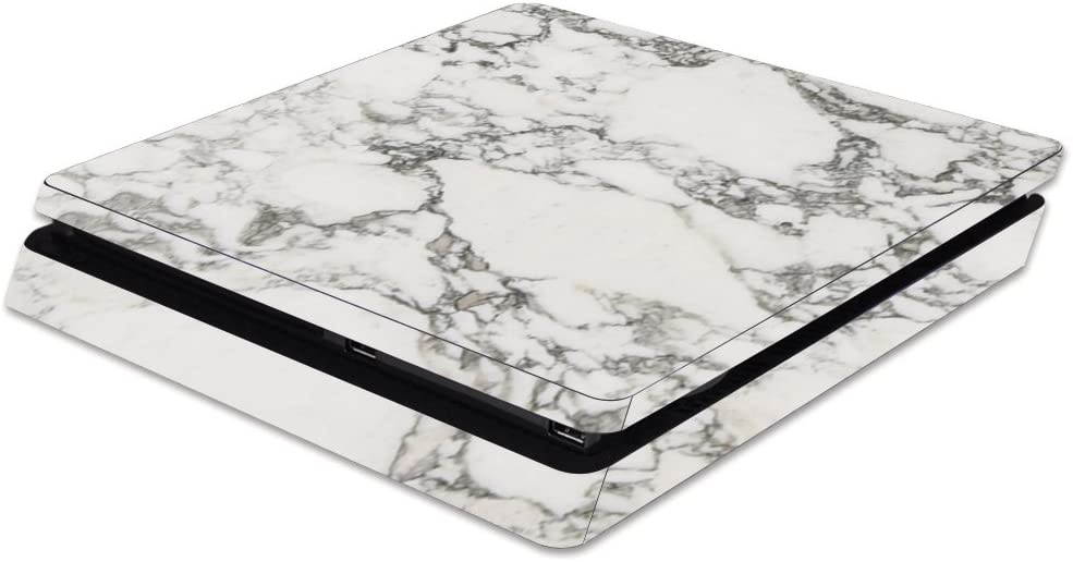 MightySkins Skin Compatible with Sony PS4 Slim Console - White Marble | Protective, Durable, and Unique Vinyl Decal wrap Cover | Easy to Apply, Remove, and Change Styles | Made in The USA
