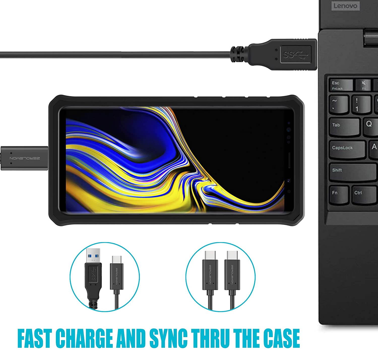 Galaxy Note 9 Battery Charging Case, ZeroLemon ZeroShock 10000mAh Extended Rechargeable Battery Rugged Case with Full Edge Protection for Galaxy Note 9 - Black