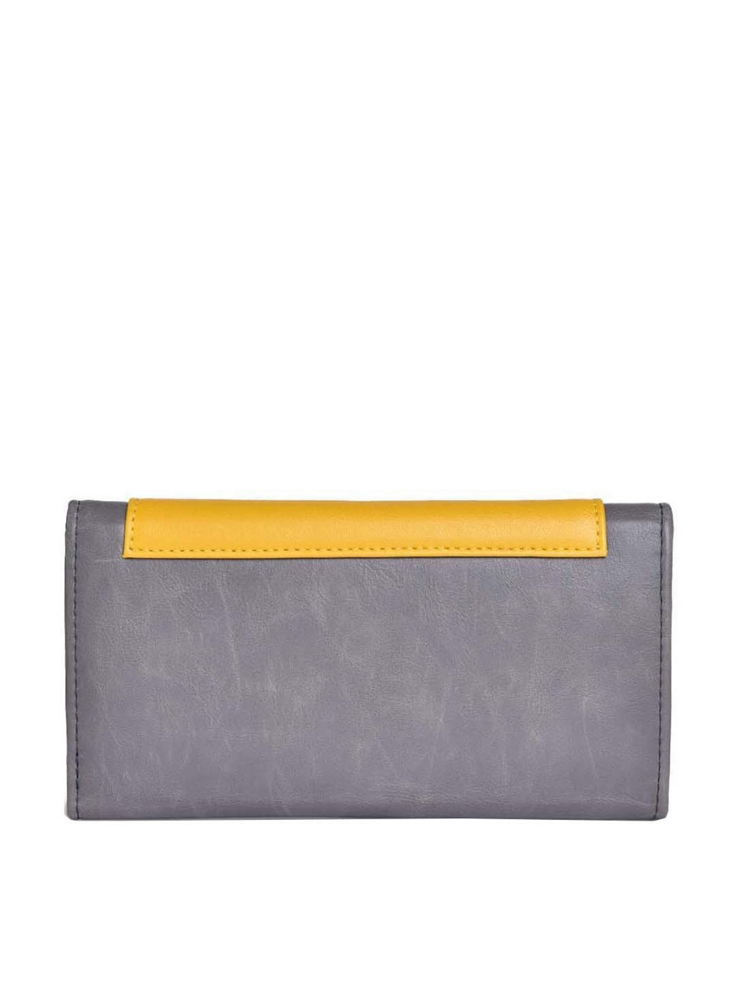 BELWABA Grey Color Block Tri-Fold Wallet for Women
