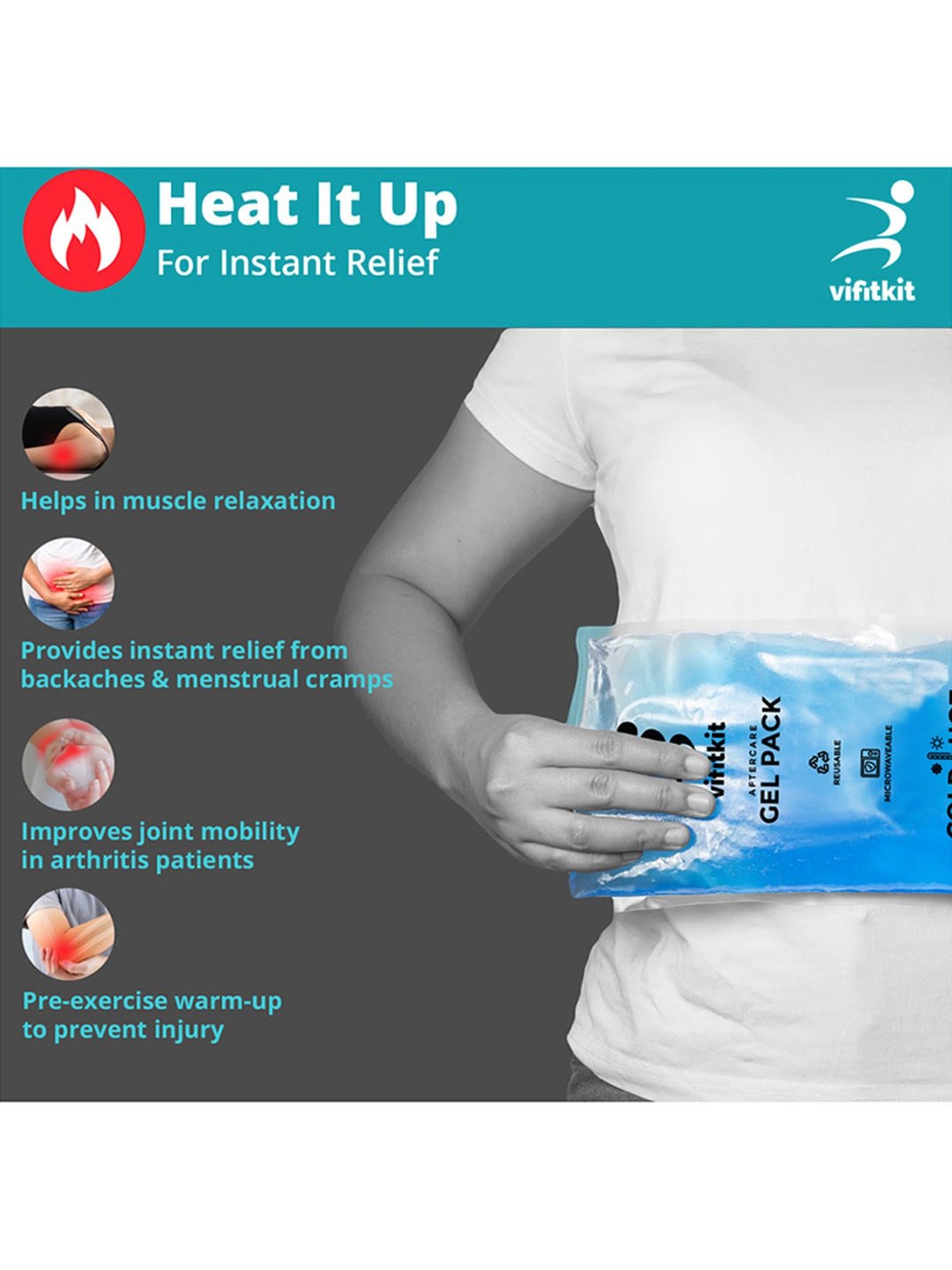 Vifitkit Reusable Hot and Cold Gel Pack (Blue) Size - Free Size
