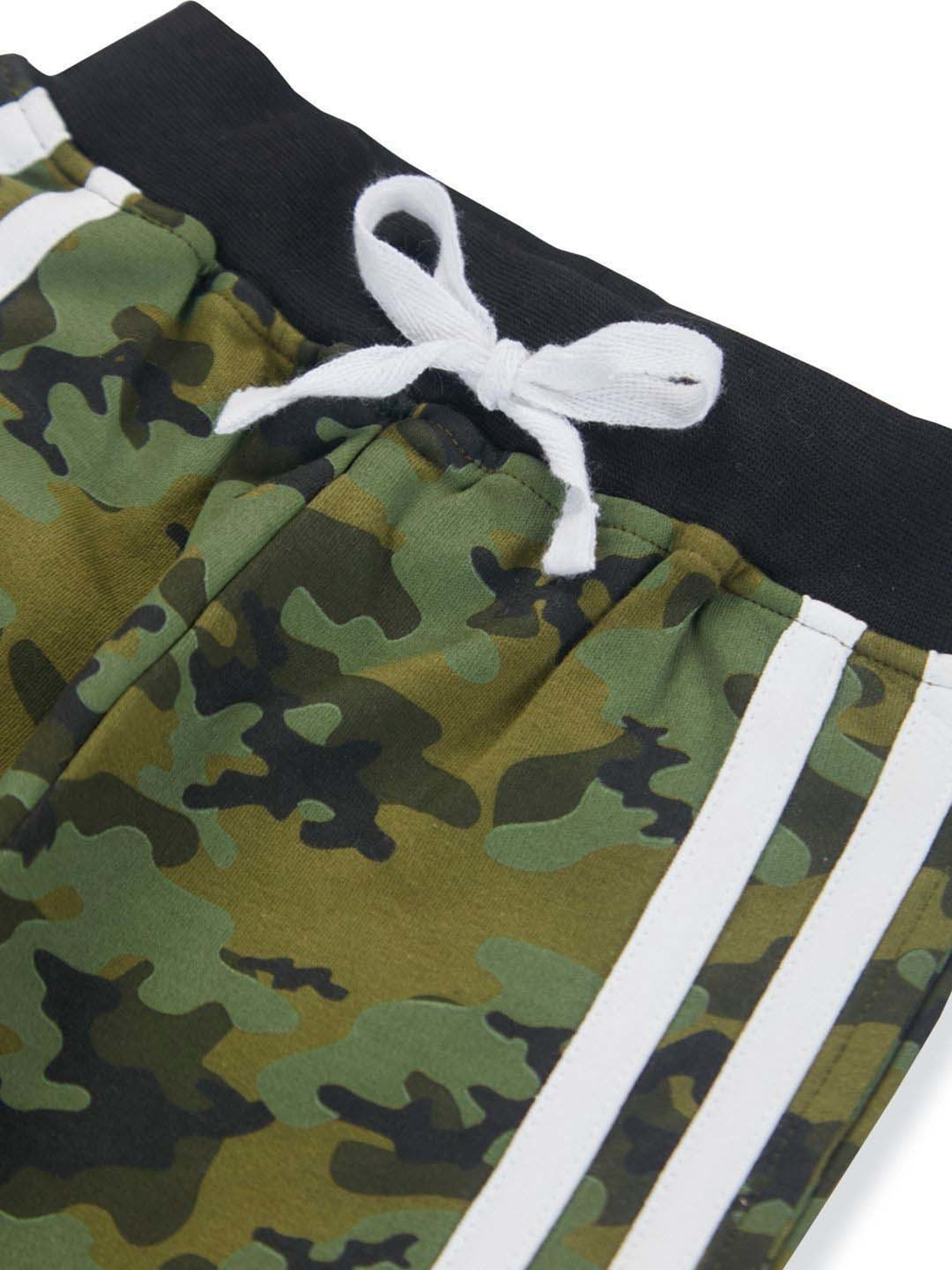 GJ baby Green & White Cotton Camouflage Full Sleeves T-Shirt Set