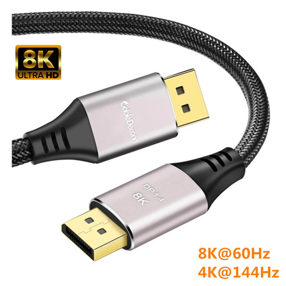 CableDeconn DisplayPort Cable Ultra HD 8K 4K Copper Cord DP 1.4 8K@60Hz 4K@144Hz High Speed 32.4Gbps HDCP 3D Slim and Flexible DP to DP Cable 1m 3.3ft