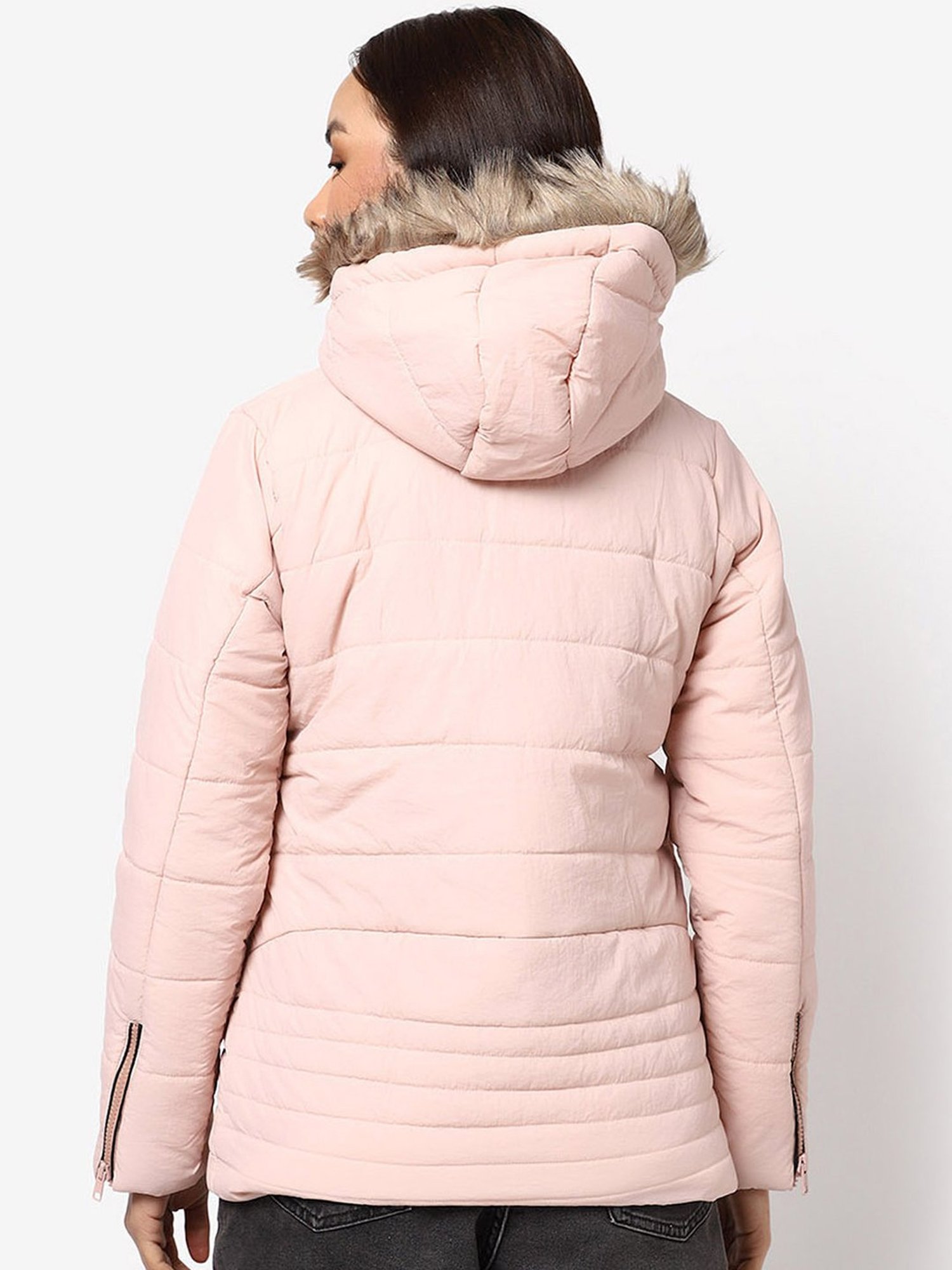 Campus Sutra Pink Regular Fit Bomber Jacket