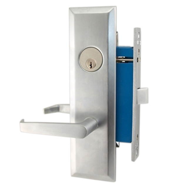 Maxtech (Like Marks Metro 116DW/26D) Satin Chrome 26D, Left Hand, Heavy Duty Mortise Lock Lever Vestibule Function Always Locked Storeroom Latch Only 2-1/2" LockSet, Screwles Lever Thru Bolted Lockset