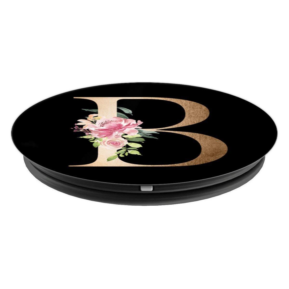 B Golden Floral Letter - PopSockets Grip and Stand for Phones and Tablets