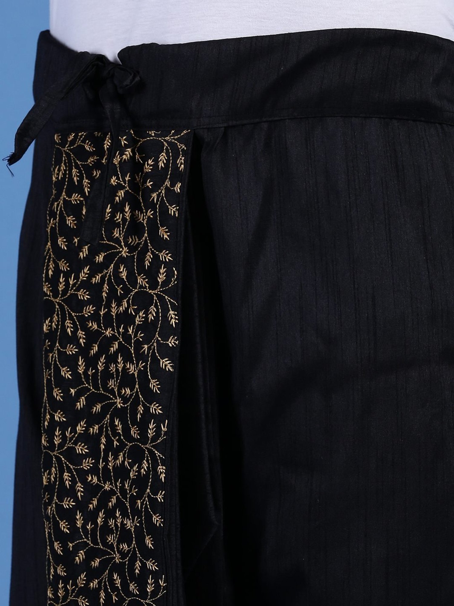 Sanwara Black Regular Fit Embroidered Dhotis