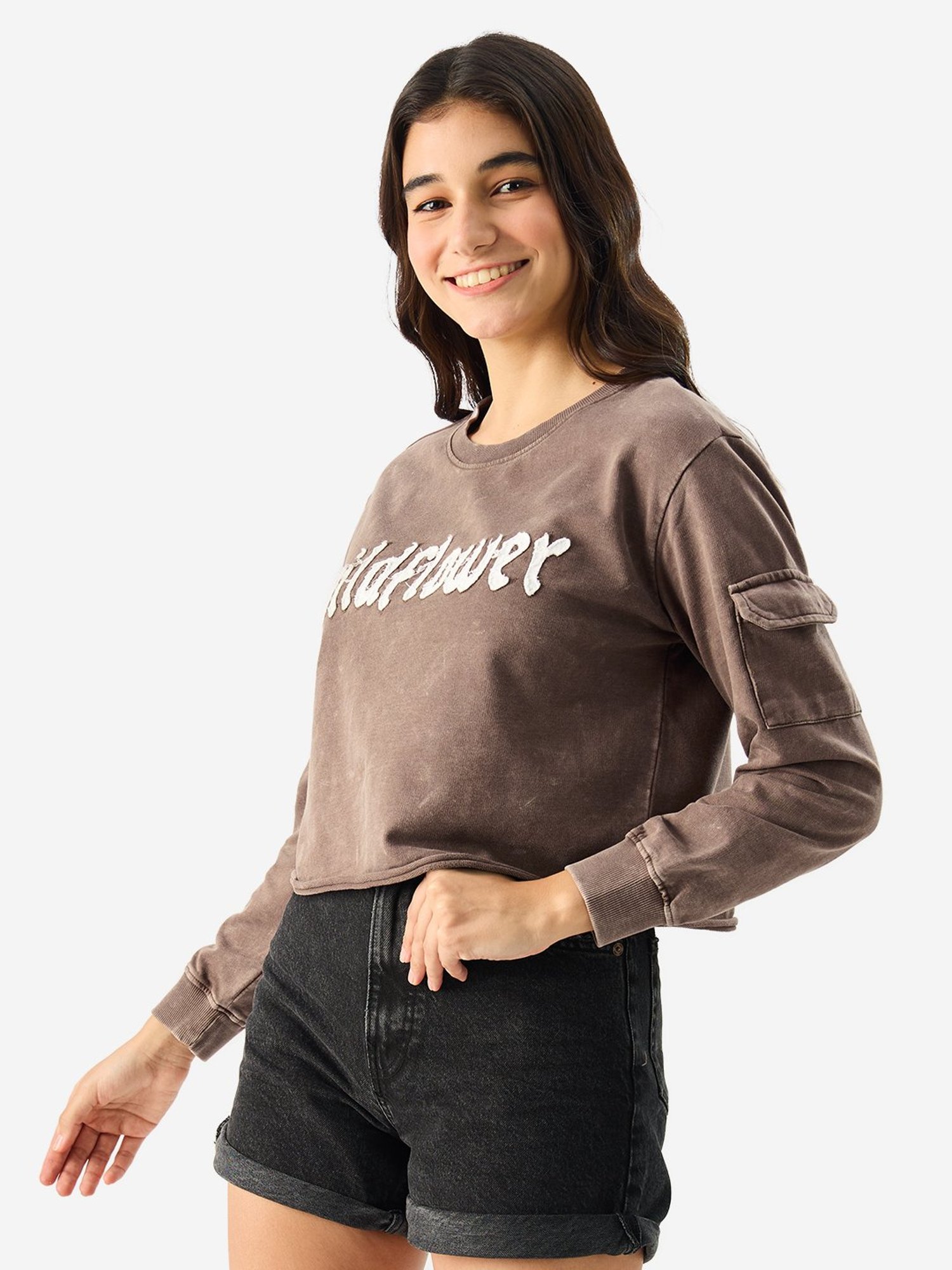 The Souled Store Brown Graphic Print Top