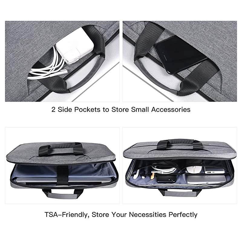 13 Inch Laptop Sleeve Bag, Waterproof Men Women Laptop Briefcase Organizer for Dell XPS 13 7390, Lenovo Chromebook C330, Macbook Air 13 A2337 A2179, Surface ASUS HP Chromebook Carrying Case, Gray