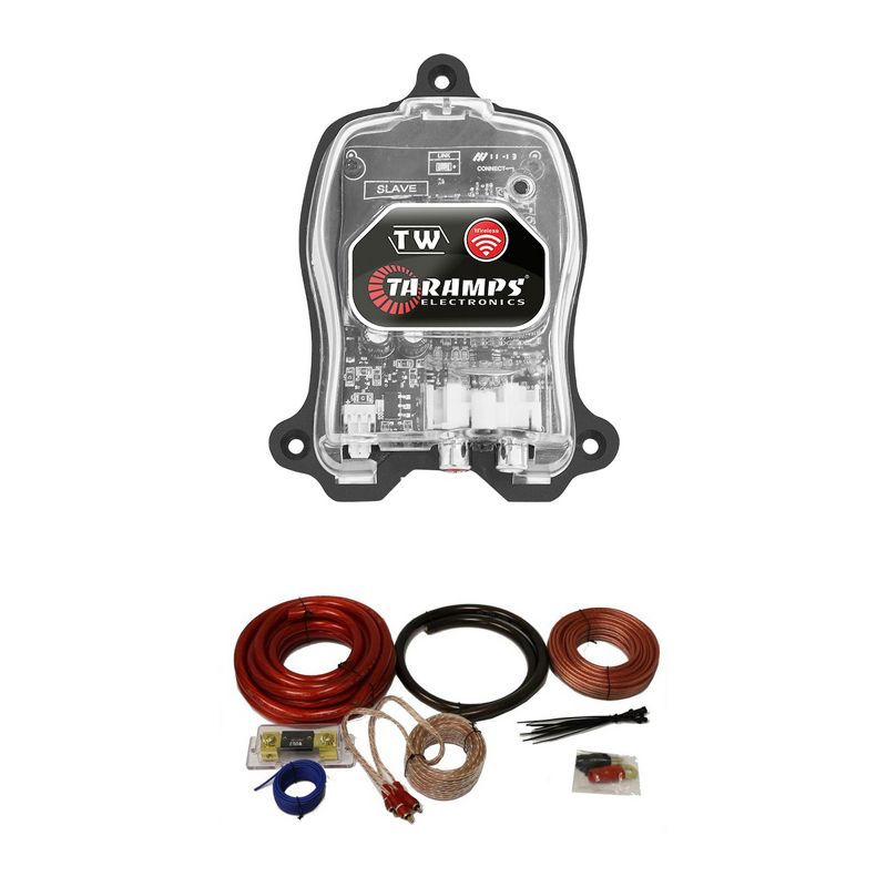 Taramps 900234 TW SLAVE Car Audio Dual Output Wireless Receptor Digital Transmitter with QPower 0GAUGE Deluxe Car Amplifier Wiring Installation Kit