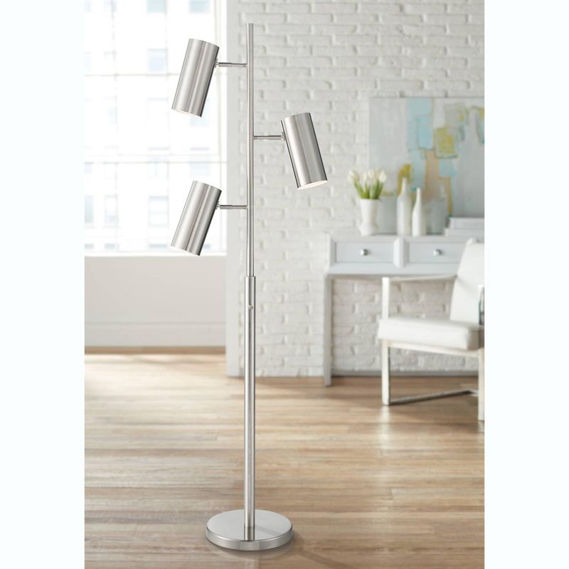 Possini Euro Design Possini Euro Canasta Brushed Nickel Trac Tree Floor Lamp