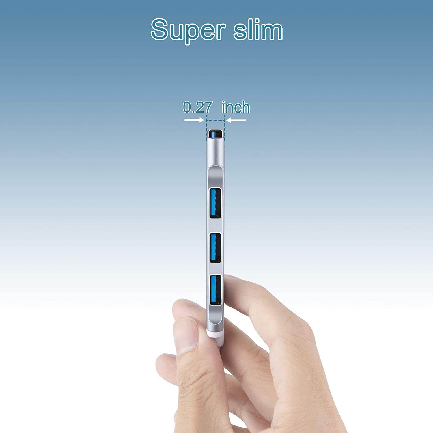 USB Hub Extensions, 4 Port USB 3.0 Hub, 2.0 Hub, USB adapter Station, Ultra Slim Portable Data Hub Applicable for iMac Pro, MacBook Air, Mac Mini/Pro, Notebook PC, USB Flash Drives Aluminum Alloy