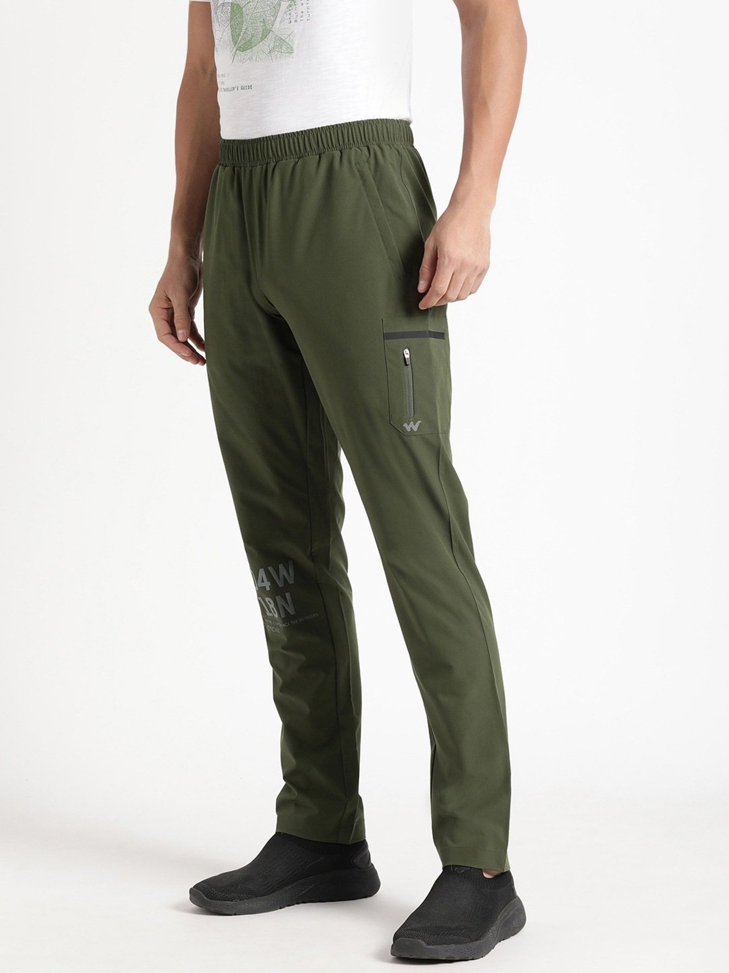 Wildcraft Olive Regular Fit Printed Trackpants