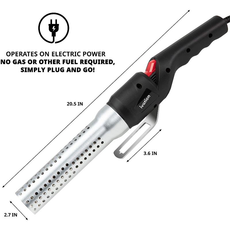 Ivation Electric Charcoal Starter with Built-in air Blower, Fast 60-Second Charcoal Lighter, Quickly & Easily Ignite BBQ Smoker Grill Without Lighter Fluid or Matches