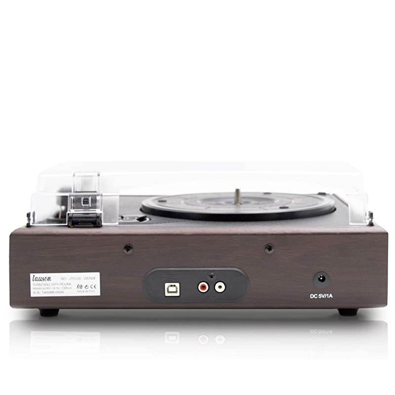 JTF536 Record Player Turntable USB for Vinyl Records 3 Speed Belt Driven Vintage Record Player VinyltoMP3 Stereo Built in Speakers Lp Phonograph RCA Output Natural Wood Effect Wengue