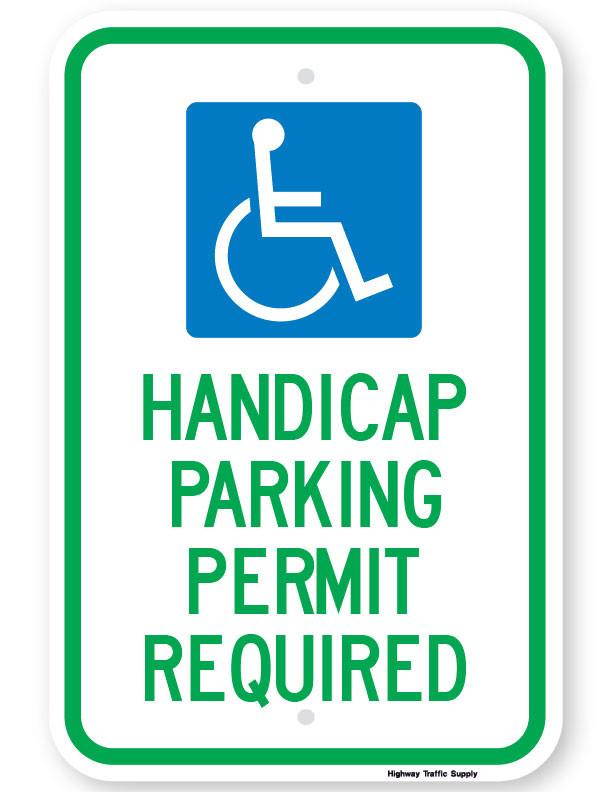 Handicap Parking Permit Required Sign