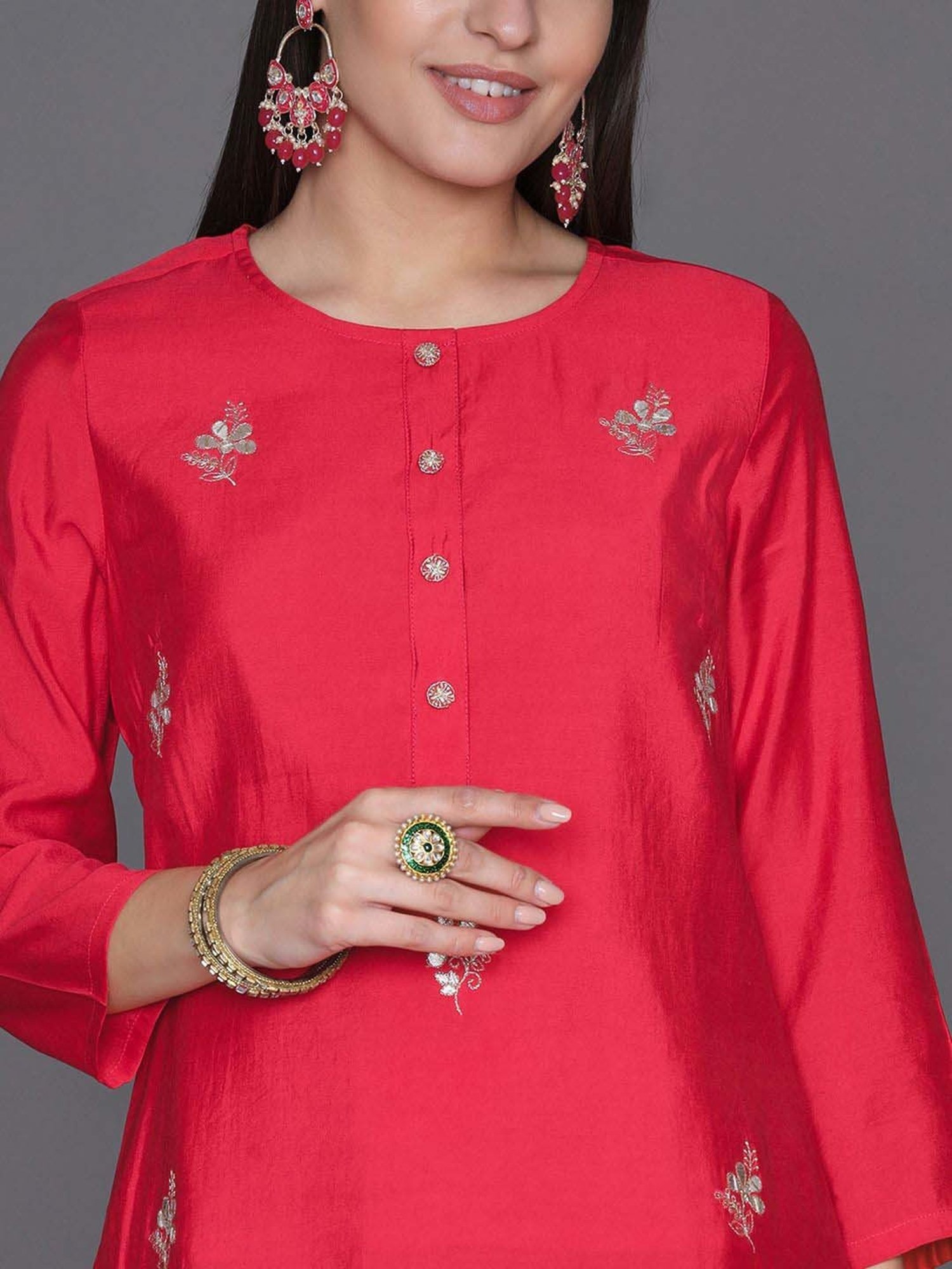 Heeposh Pink Embroidered Kurta Pant Set With Dupatta