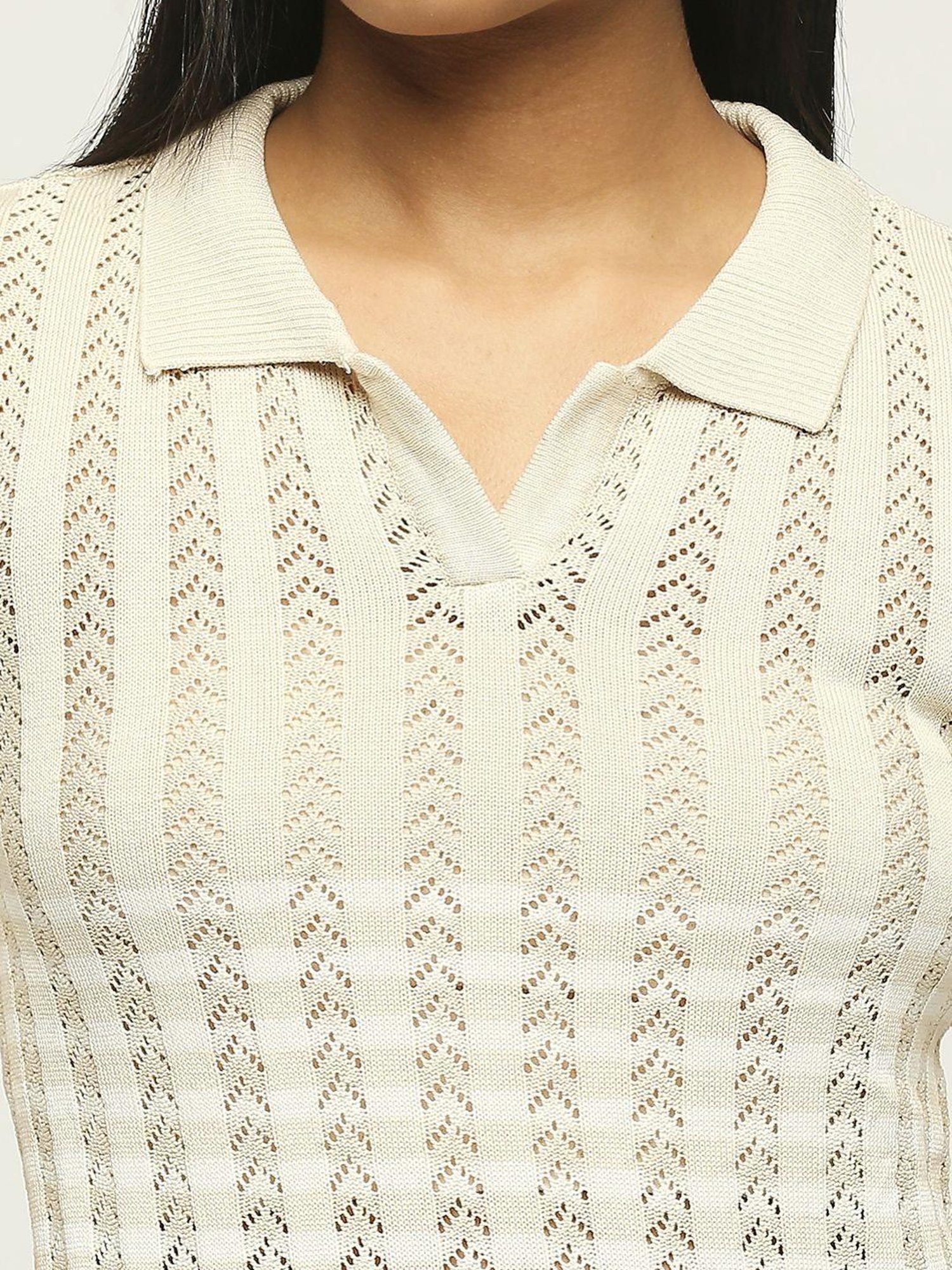 Pepe Jeans Beige Self Pattern Sweater