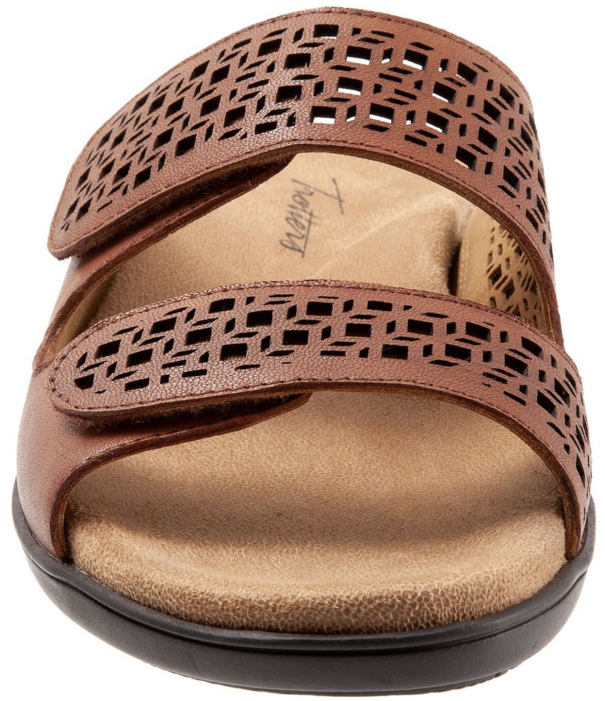 Trotters Ruthie Cutout Leather Hook and Loop Slide Footbed Sandals