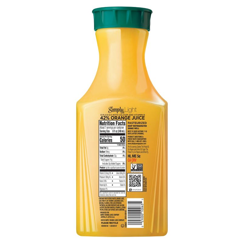 Simply Light Orange Pulp Free with Calcium & Vitamin D Juice - 52 fl oz