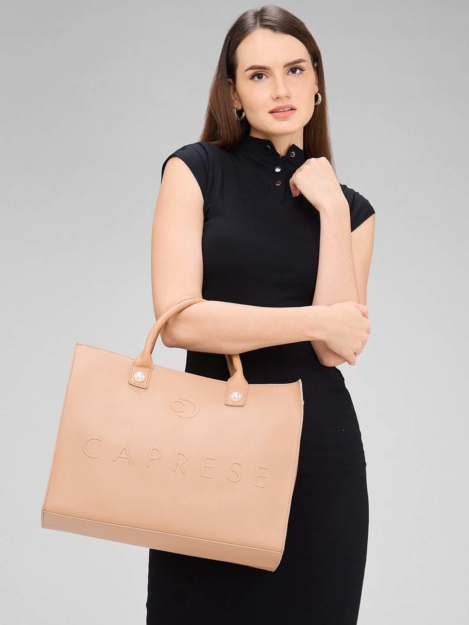 Caprese Pink Cloud Tote Large Brown Women Handbag | Office Handbag | The Kiara Collection