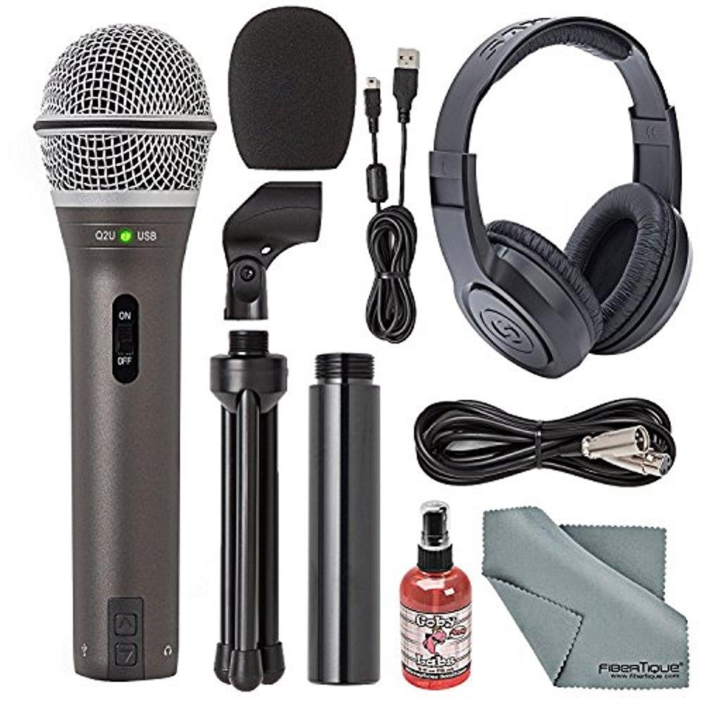 Samson Q2U Handheld Dynamic USB Microphone Recording and Podcasting Kit + Accessory Bundle